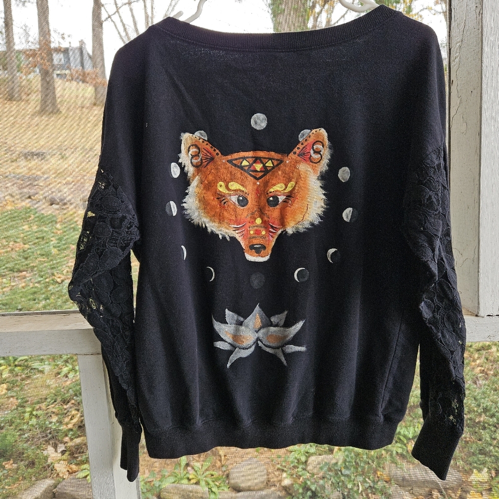 Hand Painted Moon Phase Fox